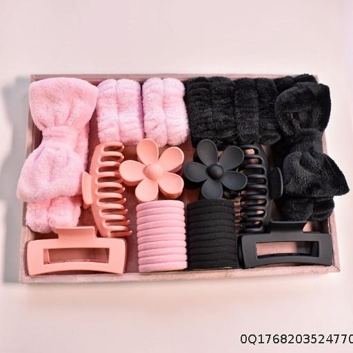 Soft headband with bow, wash belt, multi-color matte matte, large size, high elasticity hair loop with grab clip, 16 piece set