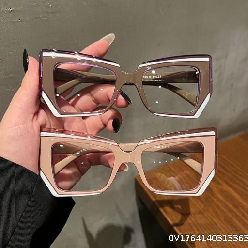 French oil painting style cat eye flat lens artistic sense large frame glasses frame extremely complicated anti blue light glasses