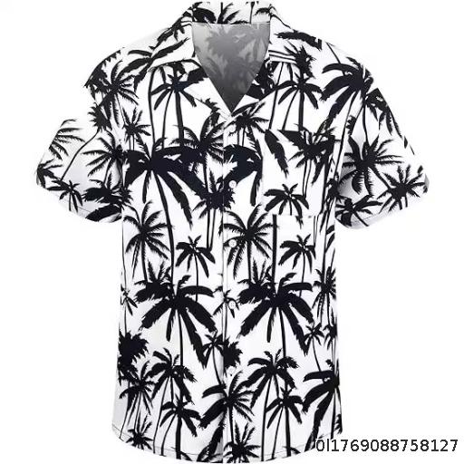 3D digital printing fashionable summer casual hot-selling printed Hawaiian shirt for men's vacation beach