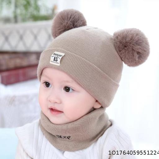 Baby Hat Children's Double Ball Hat Winter Knitted Hat Children's Hat Newborn Baby Hat 0-3-6-12 Months Male Female