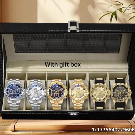 Six piece boxed watch men's steel strip fashion party party fashion watch men's gift men's gift