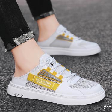 New fashion half-drag small white board shoes flat bottom breathable casual sneakers