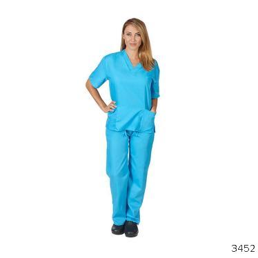 Manufacturer directly sells new European and American solid color pocket V-neck nursing workwear, nurse two-piece set for women