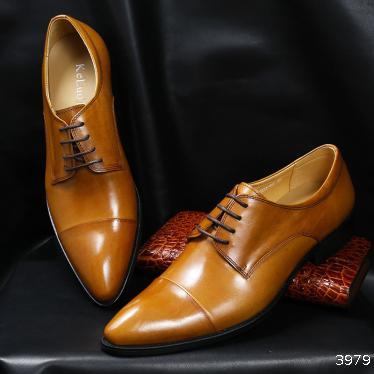  top layer cowhide British pointed leather shoes men's leather lace up three joint men's shoes youth fashion fashion men's leather shoes single shoes