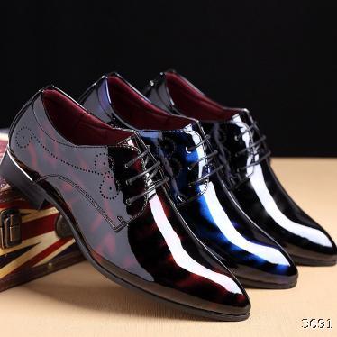  men's bright face business formal dress Decor leather shoes hairdresser fashion shoes new best man shoes patent leather nightclub British pointed shoes