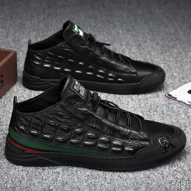  autumn waterproof and anti-skid men's shoes trend versatile board shoes all black casual leather shoes odor proof tidal shoes