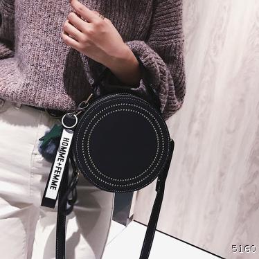  messenger portable one shoulder versatile Korean round frosted leather student fashion bag