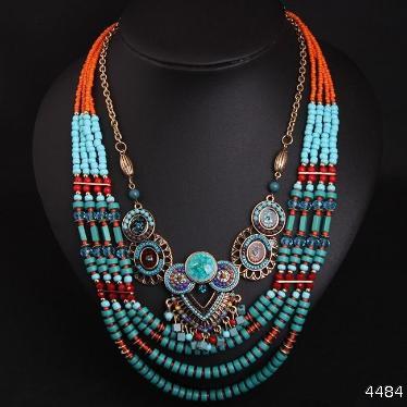  European and American national turmoil, simmian handmade beaded necklace, short clavicle female exaggerated accessories manufacturer wholesale