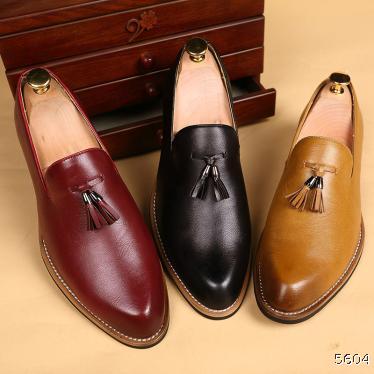 Summer soft leather Doudou shoes men's British tassel hairdresser pedals on pointed small leather shoes men's Korean Trend