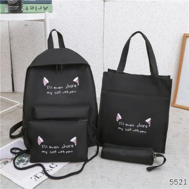  book bag Korean version ins canvas high school student high capacity new four piece backpack women's College style Backpack