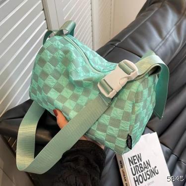 women's leisure versatile Plaid canvas bag summer large capacity shoulder bag pillow bag
