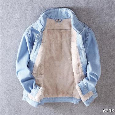  autumn and winter denim jacket men's Plush thickened light color casual versatile clothes plus size Korean fashion brand jacket men