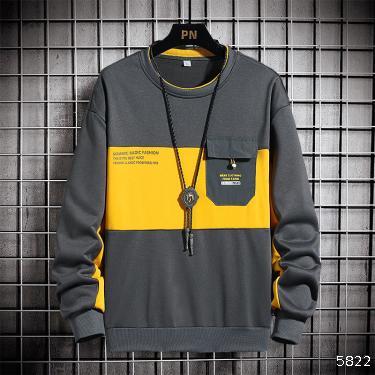  chaser's sweater male student Korean version trend long sleeve T-shirt male patchwork color contrast bottoming shirt Pullover round neck top