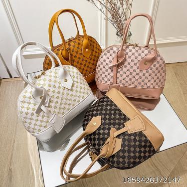  fashion retro shell bag geometric printing contrast color portable women's bag autumn and winter new mini mobile phone bag one shoulder bag fashion