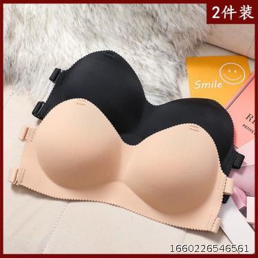 Strapless strapless bra for women with anti slip gathered upper support, thickened small chest, thin style wrapped chest, beautiful back, wedding dress, invisible bra