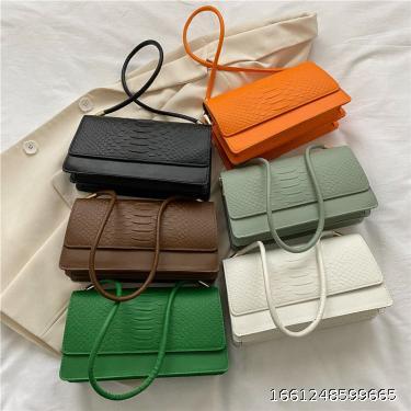  2022 new French texture popular crocodile pattern stick shoulder bag