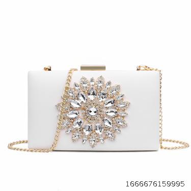 Diamond inlaid dinner bag Sweet lady single shoulder chain box bag