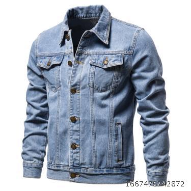 Spring and Autumn Korean Fried Street Men's Jeans Jacket Cotton Casual Slim Fit Jacket Men's Jeans Jacket Men's Wear