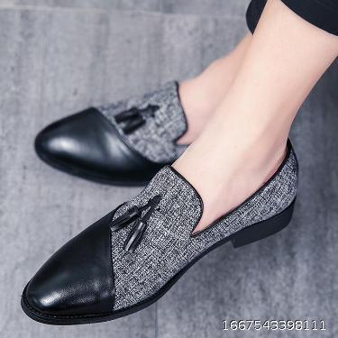 Casual leather shoes Men's English pointed head slip on feet Lazy people put on beans fashion shoes Night club hairdresser business men's shoes