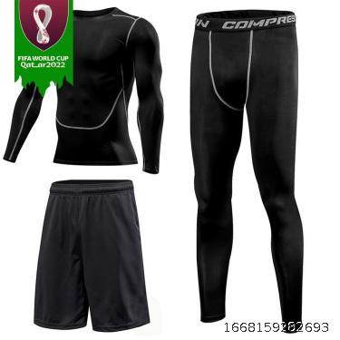 Fitness clothes Men's suits Sports fast drying tights Training clothes Running basketball gym Autumn and winter