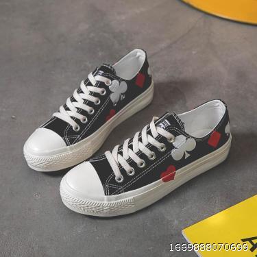 Men's shoes Canvas shoes Explosion graffiti poker board shoes