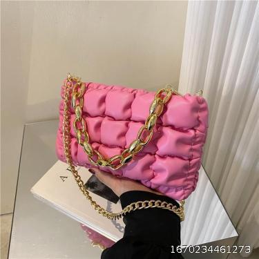 European and American grid thick chain portable small square bag 2022 new fashion ins texture single shoulder fashion cross body women's bag