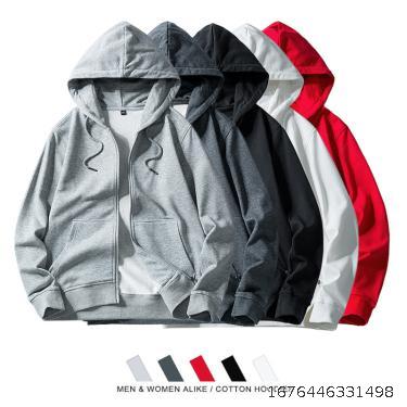 autumn and winter thin round neck cardigan with cap men's long-sleeved customized advertising shirt printed logo work clothes sweater