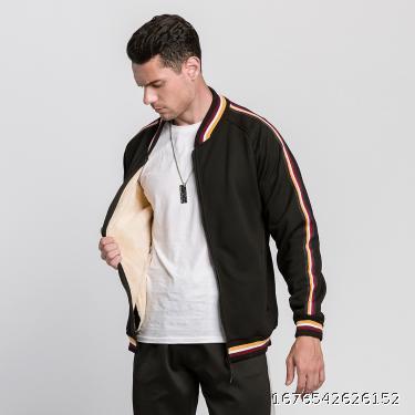Foreign trade winter new sports basic design men's sweater plush thickened zipper jacket cardigan jacket men