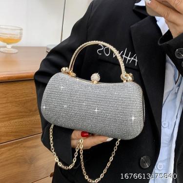 Women's bag Versatile chain messenger bag Unique handle gold bag