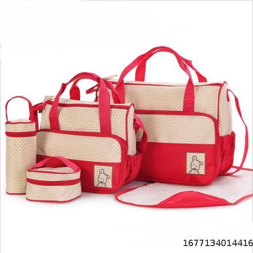 Five-piece multi-functional large-capacity bag, one-shoulder portable mother and baby bag