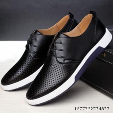 New men's shoes summer hollow breathable casual leather shoes men's cross-border large business dress office fashion shoes