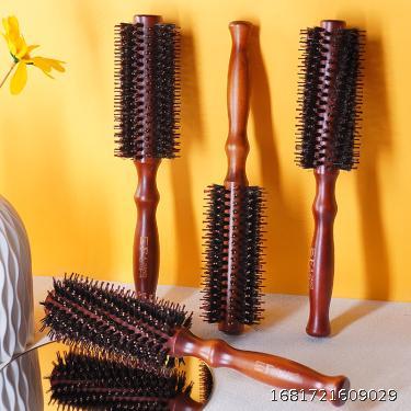 Porcine bristle nylon high-temperature resistant curly hair comb with straight twill inner buckle, straight curly hair styling, hair care roller comb