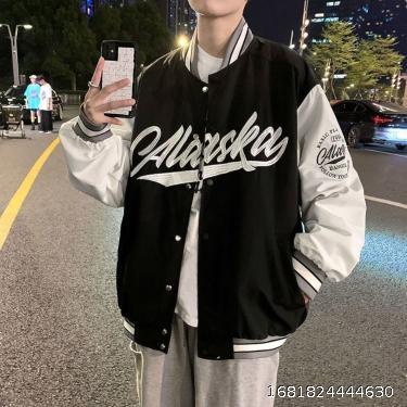 Baseball jacket Loose contrast patchwork jacket