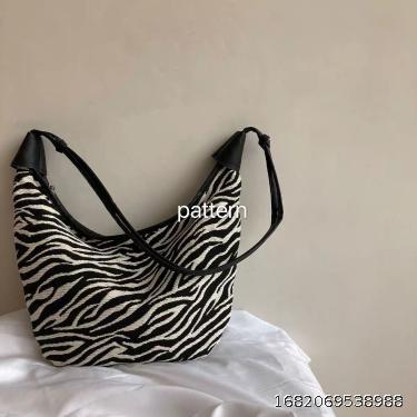 New Korean Version Large Capacity Retro Zebra Jacquard Cross Straddle Bag Single Shoulder Canvas Dumpling Bun