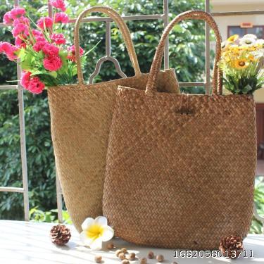 Grass Woven Literature and Art Small Fresh Bag Pure Handmade Forest Women's Sandmat Bag Vacation Beach Bag