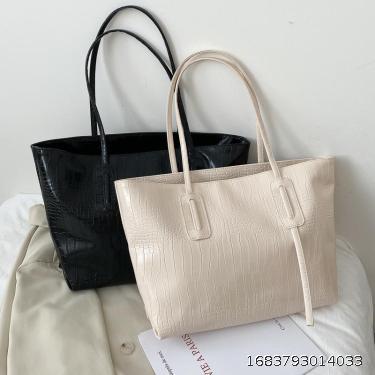 Retro Crocodile Pattern Big Bag Women's New Korean Fashion One Shoulder Tote Bag Versatile Large Capacity Handbag