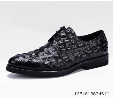 New European and American leather shoes Men's shoes British crocodile pattern Men's shoes Round toe leather shoes Men's business leather shoes Low top single shoes