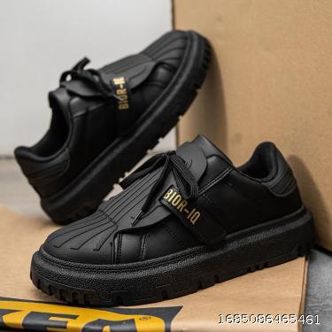 Men's shoes, anti slip and waterproof, spring and summer break, niche board shoes, versatile shell head, black