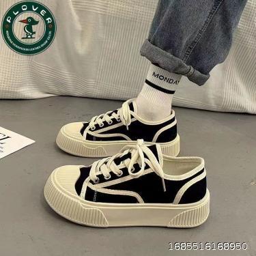 PLOVER Woodpecker Small Crowd Thick Sole Small White Canvas Board Shoes Women's Summer Ins Fashion Versatile Casual Sports Shoes