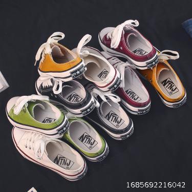 Fubu A05 Summer Korean Version Casual Low Top Shallow Cut Canvas Shoes Half Support Women's Cloth Shoes Lazy Shoes Student Board Shoes