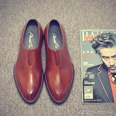 Men's pointed shoes, British retro casual leather shoes, hairstylist shoes, men's Korean version, trendy and versatile, personalized youth leather shoes