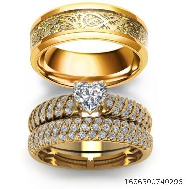 Wish New Style Zircon Inlaid Gold Dragon Pattern Ring with European and American Fashion Men's and Women's Couple Ring