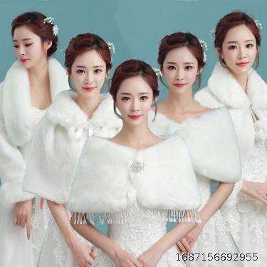 Spring and Autumn Plush Shawl Bridal Wedding Dress Long Sleeve Warm Wedding Wrap Cape Winter New Plush Warm Shawl