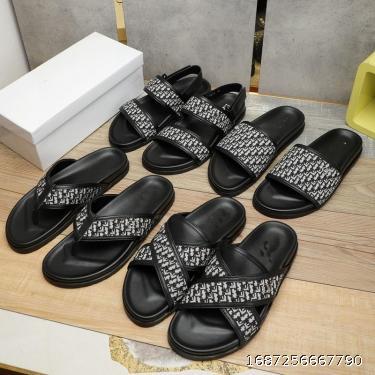 Knitted Cowhide Slippers 2021 Spring/Summer Outwear Fashion Thick Sole Genuine Leather Slippers Star High Quality Men's Slippers
