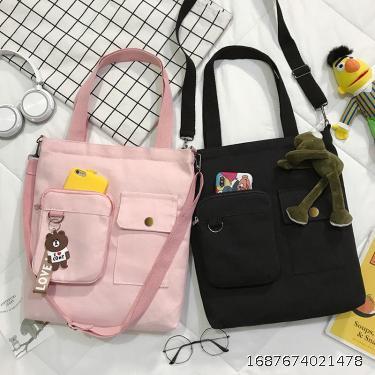 Canvas Bag Female Student Korean Version Shoulder Bag Female 2023 New INS Crossbody Bag Handheld Backpack