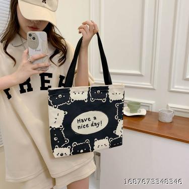 New Canvas Bag Women's Ins Versatile Student Class Shoulder Bag High Capacity Tote Bag Schoolbag