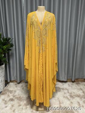 Muslim style hot diamond studded bead high-density chiffon loose fitting cape shawl