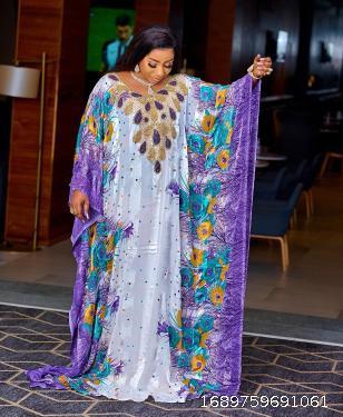 Sequin printed chiffon loose fitting robe