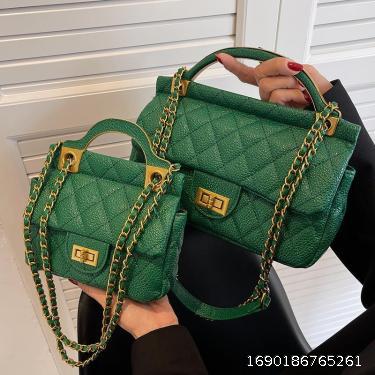Advanced Texture Small Bag Female Handheld Lingge Chain Bag Versatile Crossbody Bag