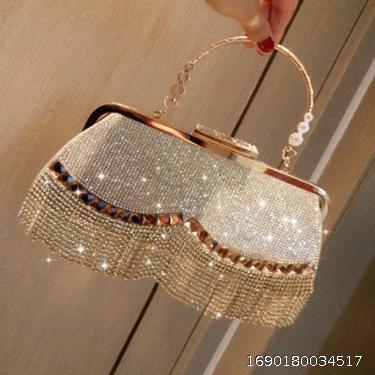 Diamond fringed bag, high-end dress bag, handbag, handbag, crossbody banquet bag